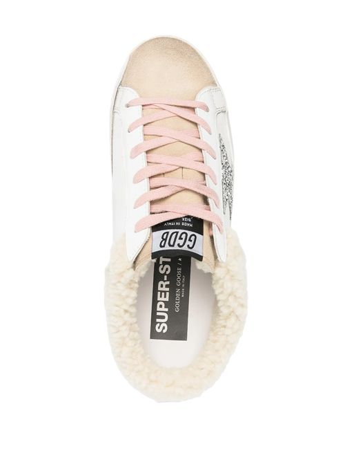 super- star sabot suede toe shearling lining glitter star cappuccino Golden Goose | GWF00110.F000798.80194CAPPUCCINO/WHITE/SILVER
